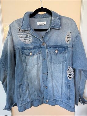 Ci Sono Light Blue Distressed Oversized Denim Jacket